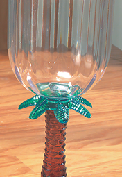 12 oz. Customizable Plastic Palm Tree Stem Goblet with Pink LED Light -  24/Case